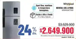 Alkosto Whirlpool nevera 435 litros oferta