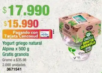 Jumbo Yogurt griego natural Alpina oferta