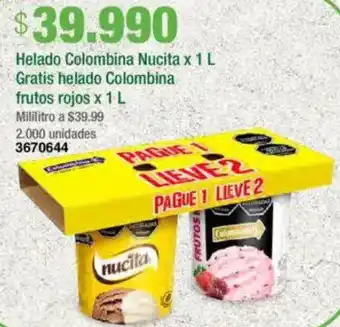 Jumbo Helado colombina nucita oferta