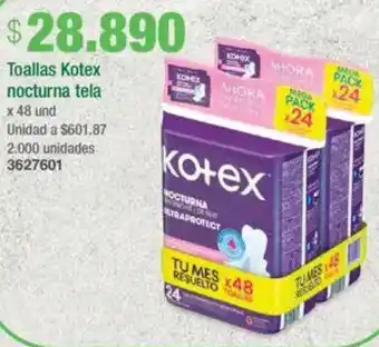 Jumbo Kotex toallas nocturna tela oferta