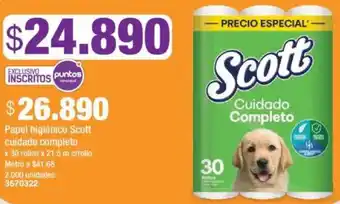 Jumbo Papel higiénico scott cuidado completo oferta