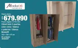 Jumbo Moduofi Clóset belo 5 puertas color roma / blanco oferta