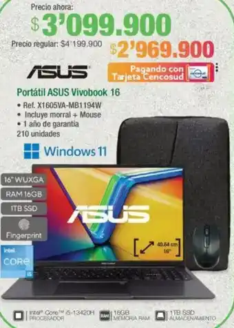 Jumbo Asus portátil vivobook 16 oferta