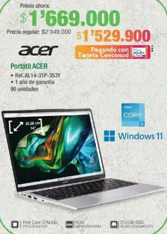 Jumbo Acer portátil oferta