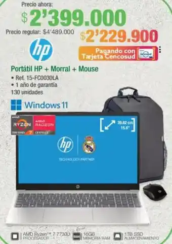 Jumbo HP Portátil+Morral + Mouse oferta