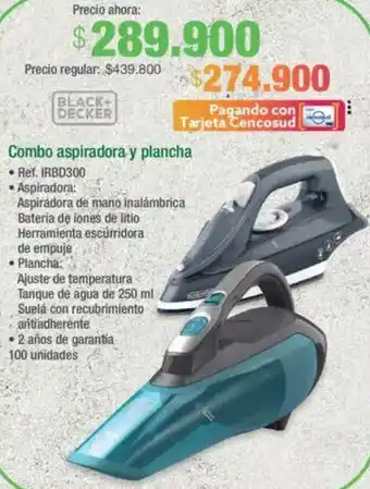 Jumbo Black+ decker combo aspiradora y plancha oferta