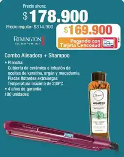 Jumbo Remington combo alisadora + shampoo oferta