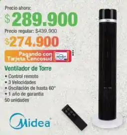 Jumbo Midea ventilador de torre oferta