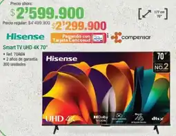 Jumbo Hisense smart tv uhd 4k 70" oferta