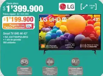 Jumbo Lg smart tv uhd 4k 43" oferta