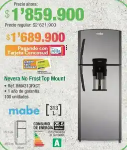 Jumbo Mabe nevera no frost top mount oferta