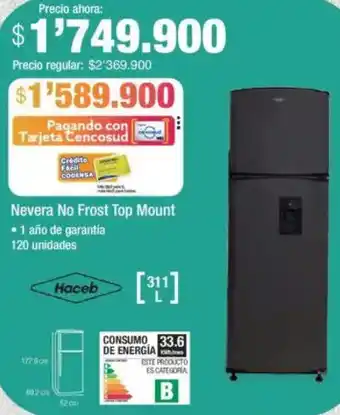 Jumbo Haceb nevera no frost top mount oferta