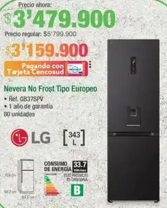 Jumbo Lg nevera no frost tipo europeo oferta