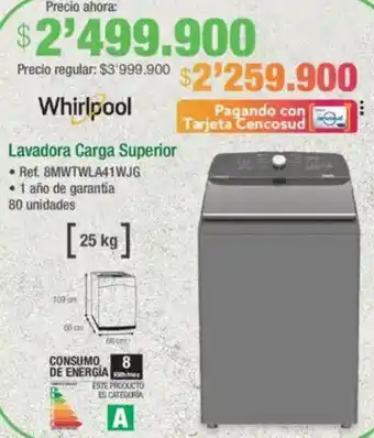 Jumbo Whirlpool lavadora carga superior oferta