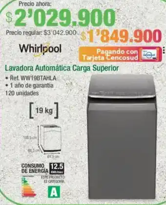 Jumbo Whirlpool  lavadora automática carga superior oferta