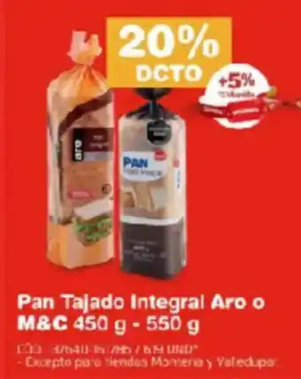 Makro Pan Tajado Integral Aro o M&C oferta