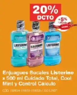 Makro Enjuagues Bucales Enjuagues Bucales Listerine x 500 ml Cuidado Total, Cool Mint y Control Cálculo oferta