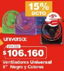 Makro Universal ventiladores 8” negro y colores oferta