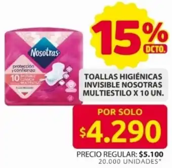 Ara Nosotras toallas higiénicas invisible multiestilo oferta