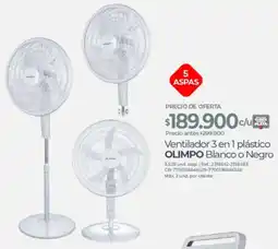 Olímpica Olimpo ventilador 3 en 1 plástico blanco o negro oferta