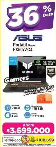 Alkomprar Asus portátil gamer FX507ZC4 oferta