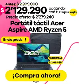 Éxito Acer portátil táctil aspire amd ryzen 5 oferta