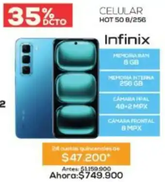 Agaval Infinix celular hot 50 8/256 oferta