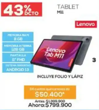 Agaval Lenovo tablet m11 oferta