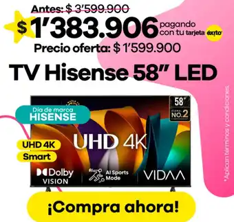 Éxito Tv hisense 58" led oferta