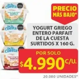Ara Yogurt griego entero parfait de la cuesta surtidos oferta