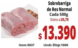 MercaTodo Sobrebarriga de res normal cada oferta