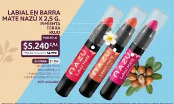 Ara Labial en barra Mate Nazu x 2.5g oferta