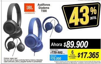 Alkomprar JBL - Audifonos Diadema T500 oferta