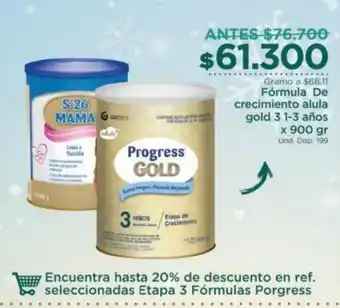 FarmaTodo Formula De Crecimiento alula gold 3 1-3 años x 900 gr oferta