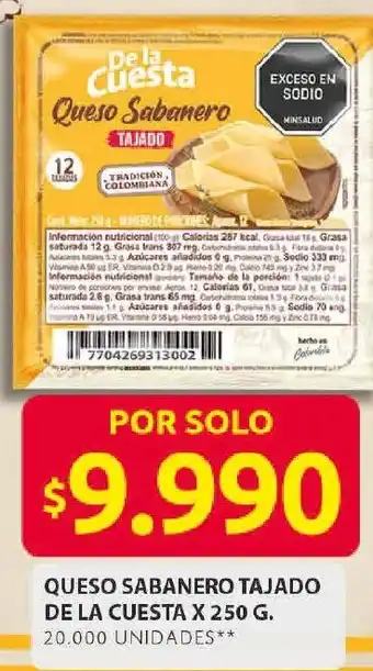 Ara De la cuesta queso sabanero tajado oferta