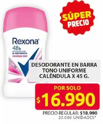 Ara Rexona desodorante en barra tono uniforme calendula oferta