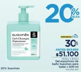 FarmaTodo Suavinex gel espumoso de baño para bebé x 500 ml und, disp. 620 oferta