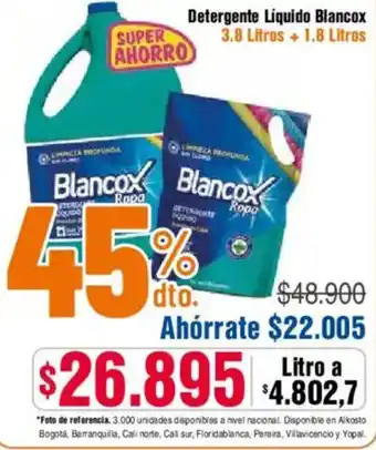 Alkosto Blancox detergente liquido oferta