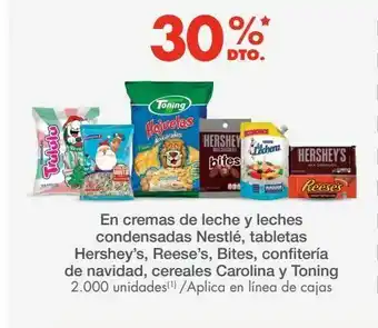 Metro En cremas de leche y leches condensadas nestlé, tabletas hershey’s, reese’s, bites, confitería oferta