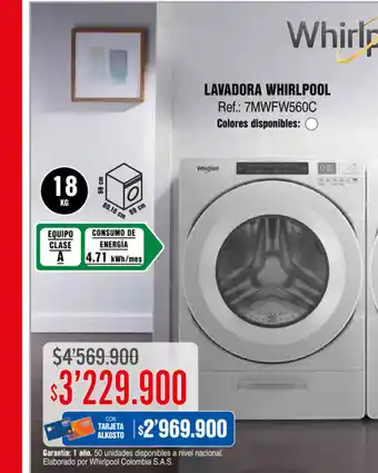 Ktronix Whirlpool Lavadora Ref : 7MWFW560C oferta