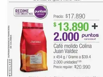 Jumbo Café molido colina juan valdez oferta