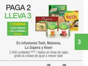 Jumbo En infusiones tosh, maizena, la sopera y knorr oferta