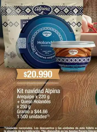 Jumbo Kit navidad alpina arequipe x 220 g + queso holandés x 250 g oferta