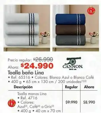 Metro Toallas cannon oferta