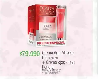 Jumbo Crema age miracle día x 50 ml + crema ojos x 15 ml pond's oferta