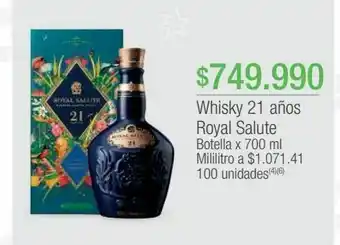 Jumbo Whisky 21 años royal salute botella x 700 mi oferta