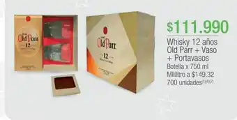 Jumbo Whisky 12 años old parr + vaso + portavasos oferta