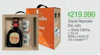 Jumbo Tequila reposado don julio + shots catrina x 750 mi oferta