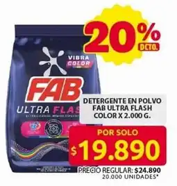 Ara Detergente en polvo fab ultra flash color oferta