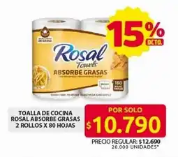 Ara Toalla de cocina rosal absorbe grasas 2 rollos x 80 hojas oferta
